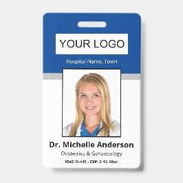 Medical Professional Blue Custom Photo Identity Badge