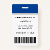 Medical Professional Blue Custom Photo Identity Badge (Achterkant)