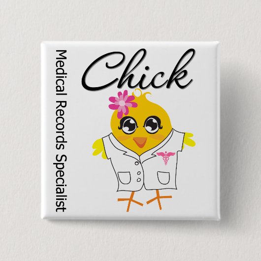 Medical Records Specialist Chick Vierkante Button 5,1 Cm (Voorkant)