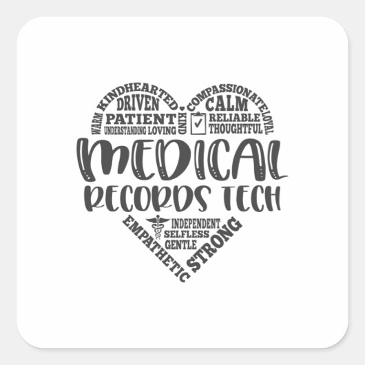 Medical Records Tech of Specialist EHR Vierkante Sticker (Voorkant)