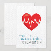 Medical Red Heart Blue Script Aangepast verpleegku Bedankkaart (Voorkant / Achterkant)