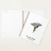 Medical Rod van Silver Caduceus Black Gold Planner (Display)
