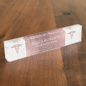 Medical Roos Gold Pharmacy Symbol Professional Naambordje (Zijkant)