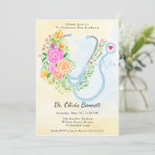 Medical School Graduation Roses with Stethoscope  Kaart (Staand voorkant)