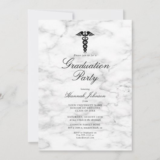 Medical School White Marble Photo Afstuderen Kaart (Voorkant)