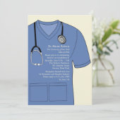 Medical scrubs Blue Afstuderen Invitation Kaart (Staand voorkant)
