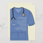 Medical scrubs Blue Afstuderen Invitation Kaart (Voorkant / Achterkant)