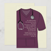 Medical Scrubs Burgundy Afstuderen Uitnodiging (Voorkant / Achterkant)