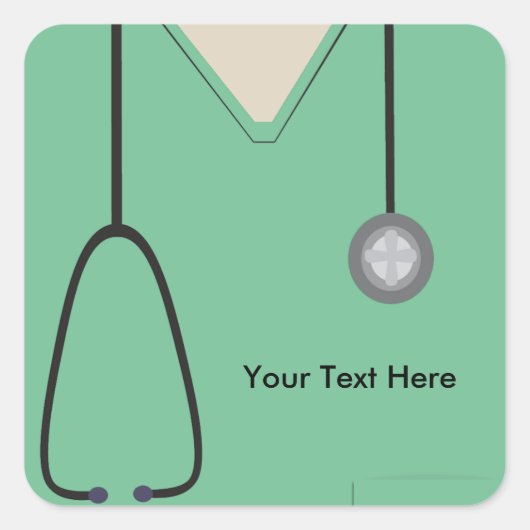 Medical Scrubs Doctor Nurse Light Green Sq Sticker (Voorkant)