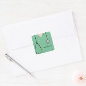 Medical Scrubs Doctor Nurse Light Green Sq Sticker (Envelop)