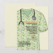 Medical Scrubs Pattern Afstuderen Invitation Kaart (Voorkant / Achterkant)