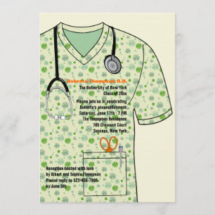 Medical Scrubs Pattern Afstuderen Invitation Kaart