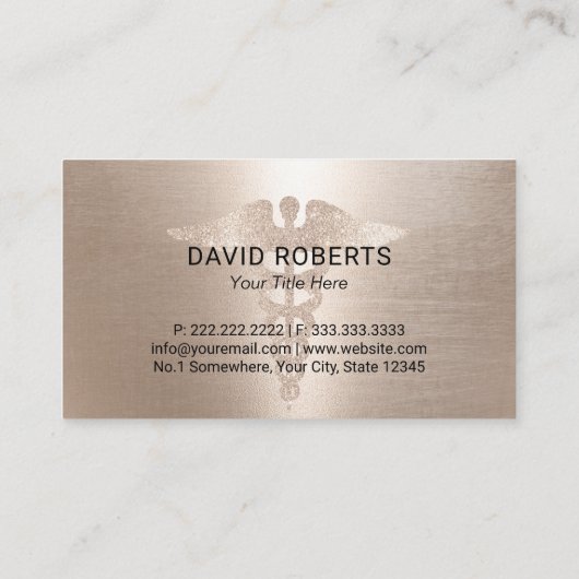 Medical Service Caduceus Symbool Elegant Gold Visitekaartje (Achterkant)