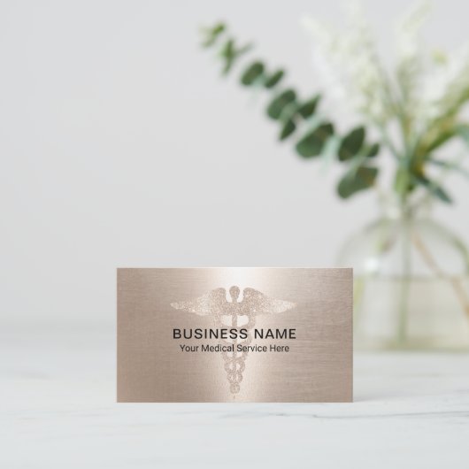 Medical Service Caduceus Symbool Elegant Gold Visitekaartje (Staand voorkant)