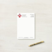 Medical Silver Caduceus 3D Cross Red Post-it® Notes (Op bureau)