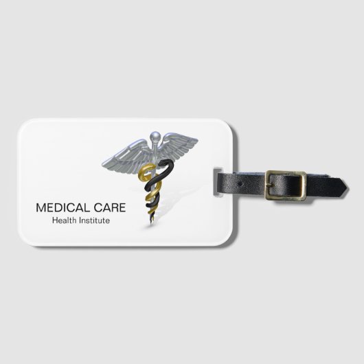 Medical Silver Caduceus Black Gold - Bagagelabel (Voorkant (horizontaal))
