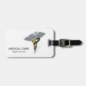 Medical Silver Caduceus Black Gold - Bagagelabel (Voorkant horizontaal)