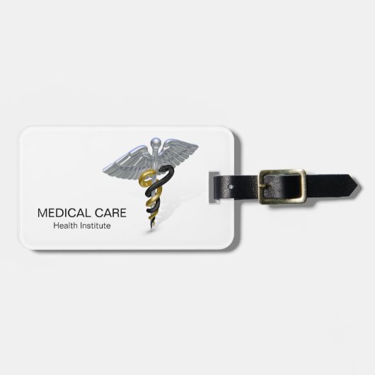 Medical Silver Caduceus Black Gold - Bagagelabel (Voorkant horizontaal)