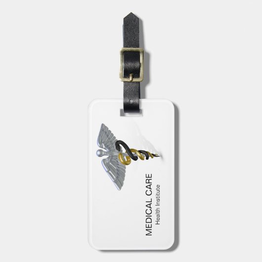 Medical Silver Caduceus Black Gold - Bagagelabel (Voorkant verticaal)