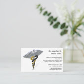 Medical Silver Caduceus Black Gold - Benoeming Afsprakenkaartje (Staand voorkant)