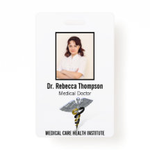 Medical Silver Caduceus Black Gold Foto ID