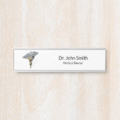 Medical Silver Caduceus Black Gold - Naam Bord Deurbordje (Voorkant)