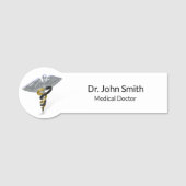 Medical Silver Caduceus Black Gold Naamplaatje (Voorkant)