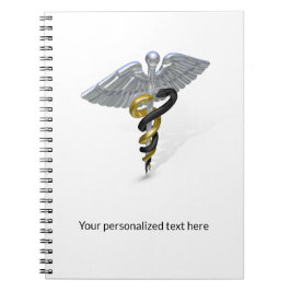 Medical Silver Caduceus Black Gold - Notitieboek