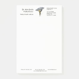 Medical Silver Caduceus Black Gold Post-it® notes