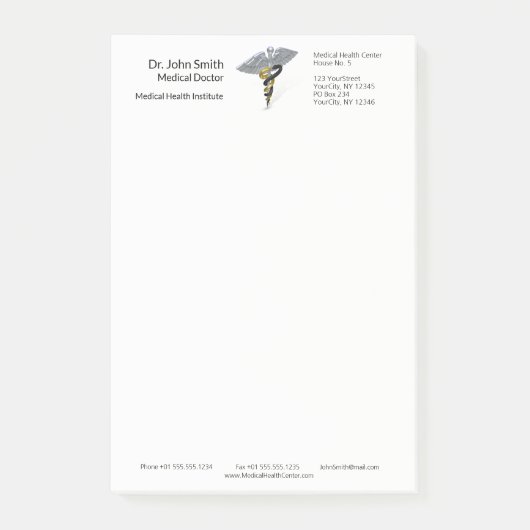 Medical Silver Caduceus Black Gold Post-it® notes (Voorkant)