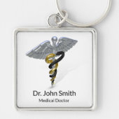 Medical Silver Caduceus Black Gold - Sleutelhanger (Voorkant)