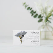 Medical Silver Caduceus Black Gold - Visitekaartje (Staand voorkant)