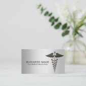 Medical Silver Caduceus Elegant Metal Visitekaartje (Staand voorkant)