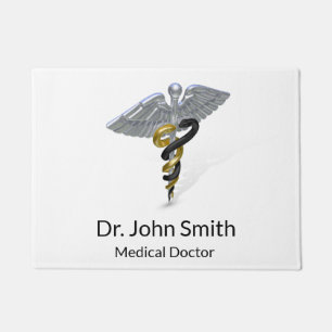 Medical Silver Caduceus Zwart Goud - Deurmat