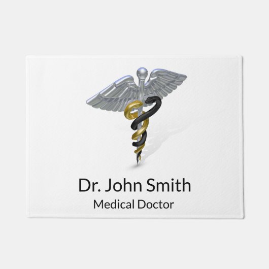 Medical Silver Caduceus Zwart Goud - Deurmat (Voorkant)