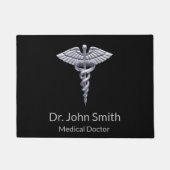 Medical Silver Classy Caduceus op Black Deurmat (Voorkant)