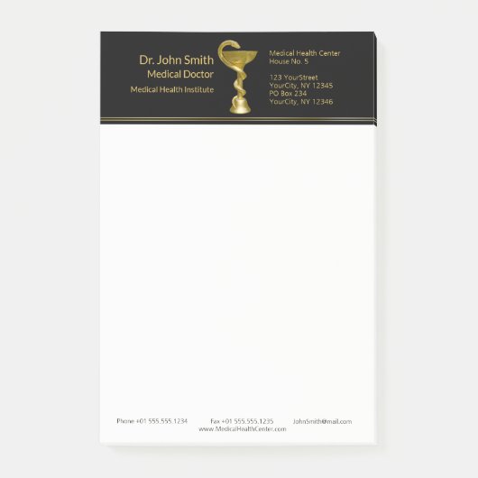 Medical Snake Bowl Hygieia Gold Caduceus Classy Post-it® Notes (Voorkant)
