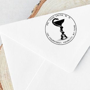 Medical Snake Bowl Hygieia Round Return-adres Rubberstempel