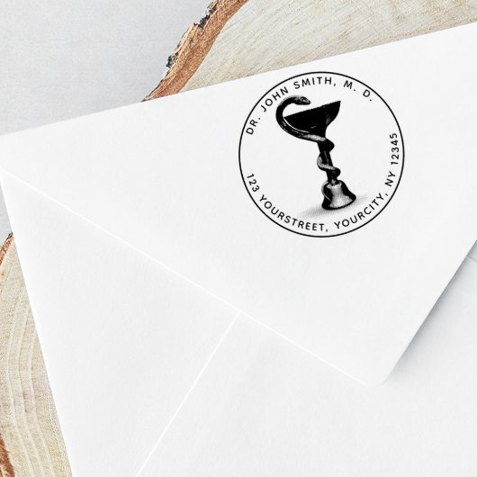 Medical Snake Bowl Hygieia Round Return-adres Rubberstempel