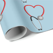 Medical Stethoscoop Gift Wrap Blauw Cadeaupapier (Rol Hoek)