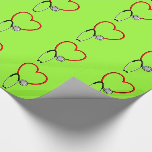 Medical Stethoscoop Gift Wrap Lime Green Cadeaupapier (Hoek)