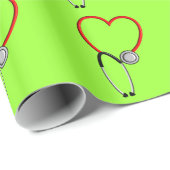 Medical Stethoscoop Gift Wrap Lime Green Cadeaupapier (Rol Hoek)