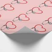 Medical Stethoscoop Gift Wrap Roze Cadeaupapier (Hoek)