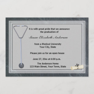 Medical Stethoscoop Grijze Afstuderen Uitnodiging