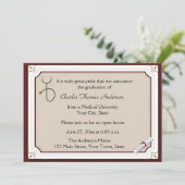 Medical Stethoscoop Tan Afstuderen Uitnodiging (Staand voorkant)