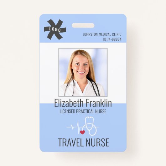 Medical Stethoscope Blue TRAVEL NURSE Badge (Voorkant)