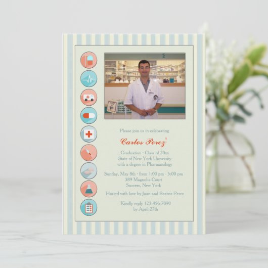 Medical Stock Afstuderen Fotouitnodiging Kaart (Staand voorkant)