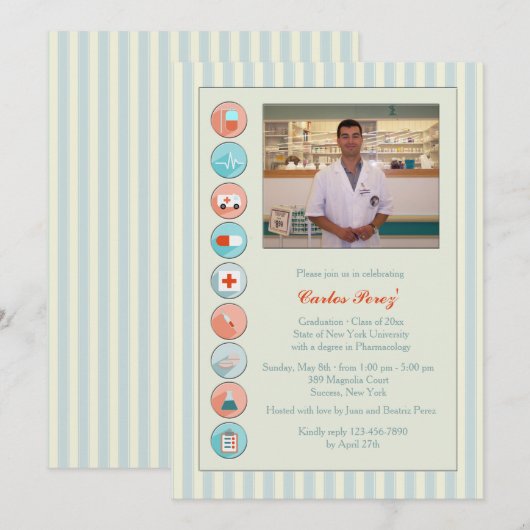 Medical Stock Afstuderen Fotouitnodiging Kaart (Voorkant / Achterkant)