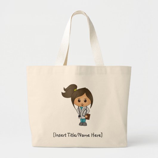 Medical Student, Doctor, PA, NP - Brunette Vrouw Grote Tote Bag (Voorkant)