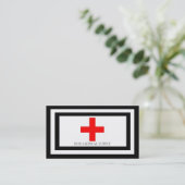 Medical Supply Cross Red B/W Visitekaartje (Staand voorkant)